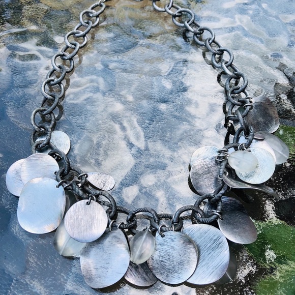 Galvanized Discs & Large Crystal Stones & Chain - Picture 3 of 8